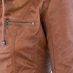 Fashion Glam | Women's Leather Jacket with Hood