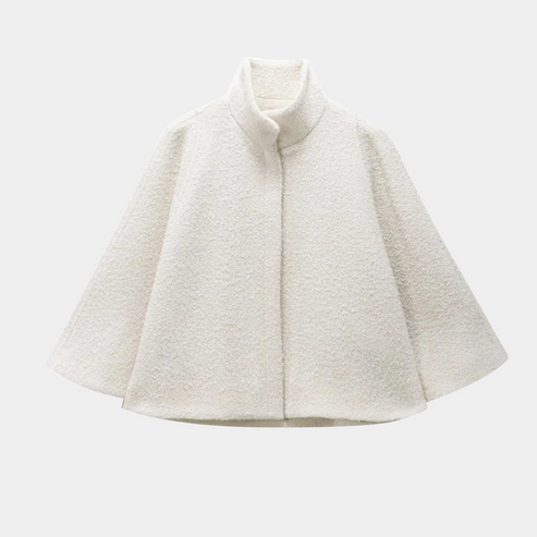 Fashion Glam | High Neck Cape Coat Elegant in Lines Swing Jacket