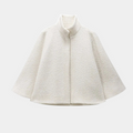 Fashion Glam | High Neck Cape Coat Elegant in Lines Swing Jacket