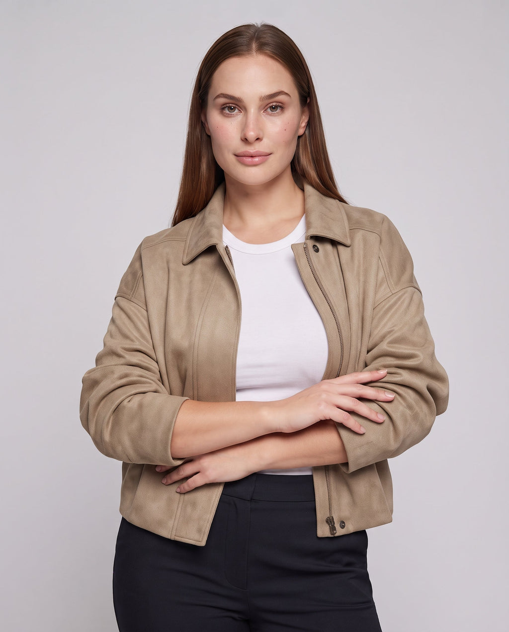 Women's Oversized Short Jacket in Cape Style in Suede Look Fashion Glam