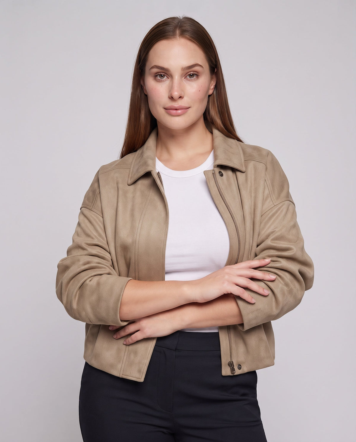 Women's Oversized Short Jacket in Cape Style in Suede Look Fashion Glam