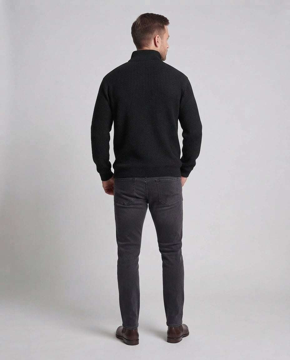 Unisex Oversize Waffle Knit Half Zip Pullover with Stand-up Collar Fashion Glam