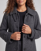 Women’s long Boucle coat with straight cut and shirt collar Fashion Glam