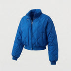 Women's nan cropped quilted bomber jacket with organic circular quilted pattern and voluminous sleeves