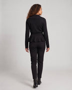 Women's Fine Shawl Collar Cardigan with Tailored Peplum Silhouette and Subtle Shine Fashion Glam