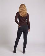 Ladies layered look fine knit shirt with button placket and round neckline Fashion Glam