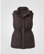 Women's Nano Padded Long Vest with Hood, Drawstring Waist and Two-Way Zipper