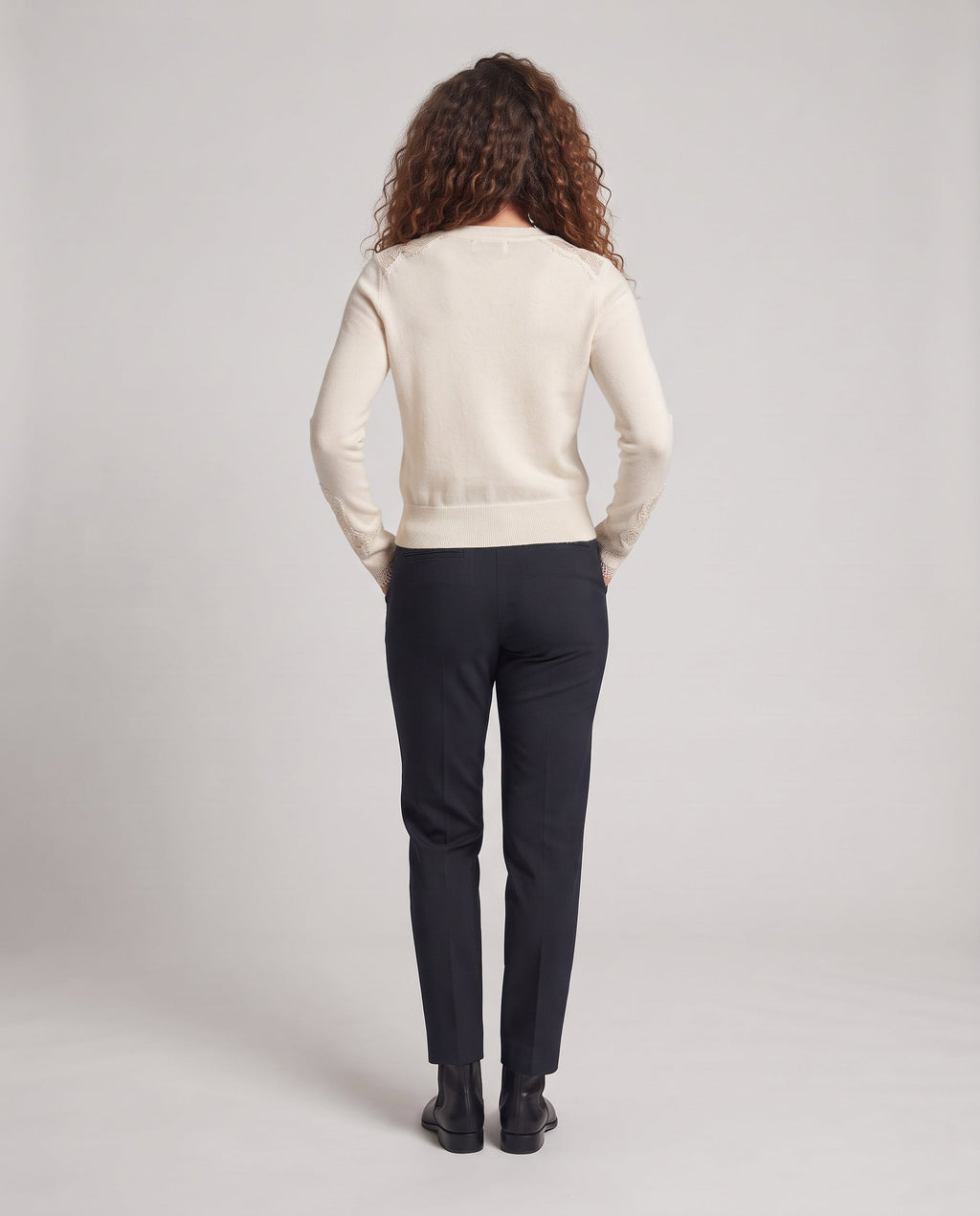 Women's fine knit cardigan with lace trim and frayed cuffs Fashion Glam
