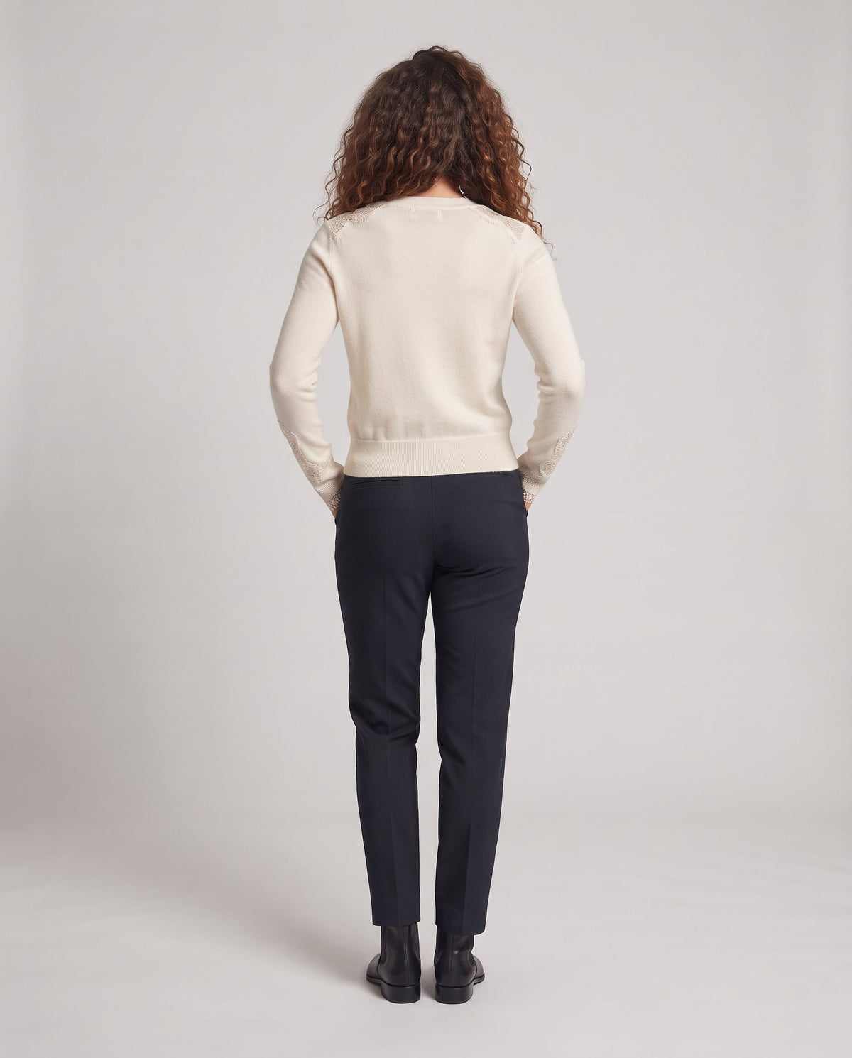 Women's fine knit cardigan with lace trim and frayed cuffs Fashion Glam