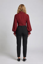 Women Ruffled Blouse with Elegant Collar Area Fashion Glam