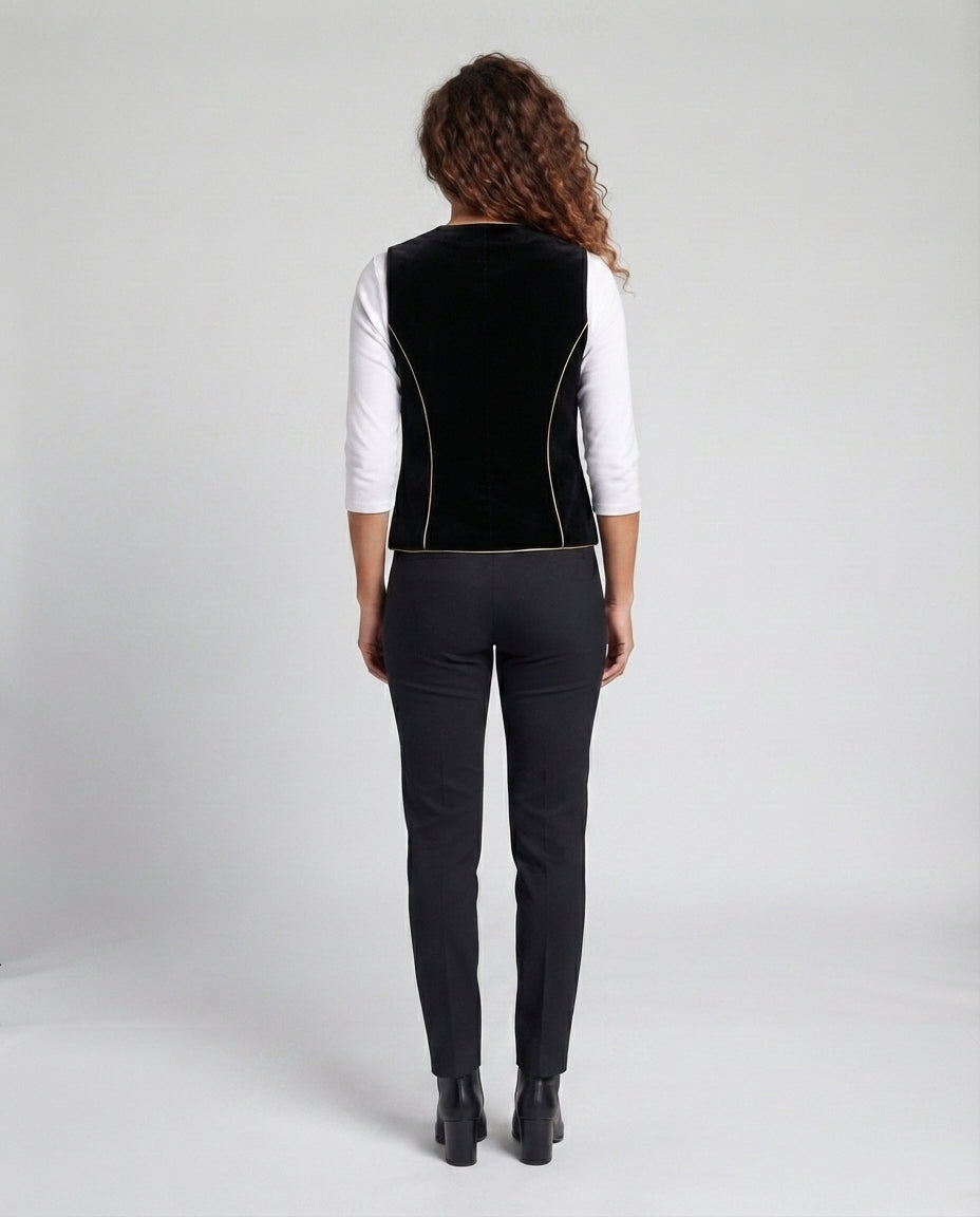 Women Elegant Velvet Vest with Button Details Fashion Glam
