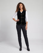 Women Elegant Velvet Vest with Button Details Fashion Glam