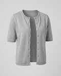 Women's Short Sleeve Fine Jersey Button Cardigan with Round Neck and Boxy Silhouette Fashion Glam
