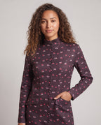 Women’s maxi dress coat with stand-up collar, full button placket and floral all-over print Fashion Glam