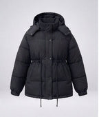Women's padded hooded parka in boxy cut with tapered drawstring