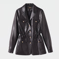 Women's cotton mix blazer jacket with patch pockets and pearl buttons Fashion Glam