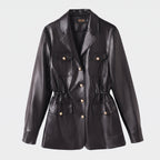 Women's cotton mix blazer jacket with patch pockets and pearl buttons Fashion Glam