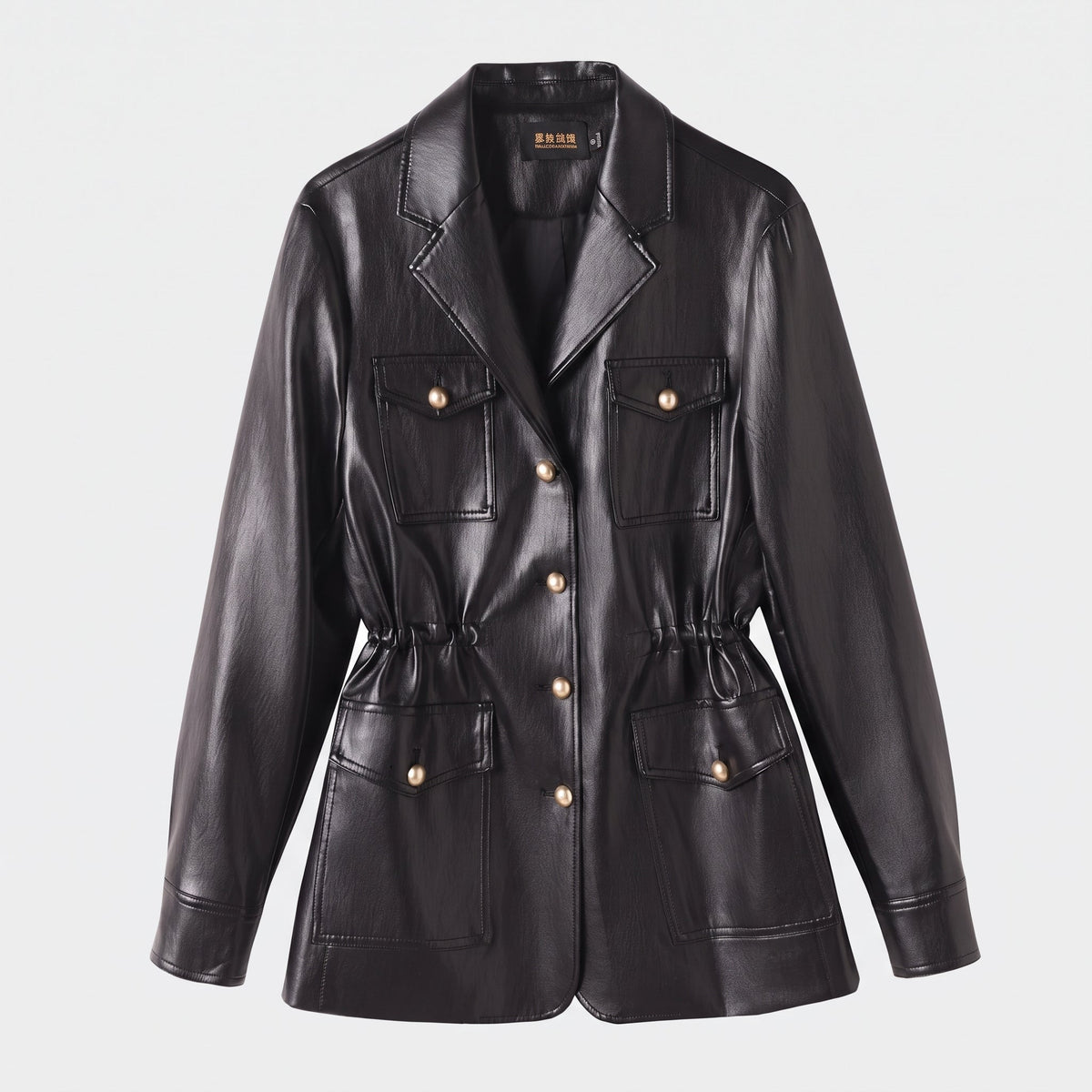 Women's cotton mix blazer jacket with patch pockets and pearl buttons Fashion Glam