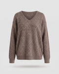Women's Mohair Sweater with V-neck and Casual Oversized Fit Fashion Glam