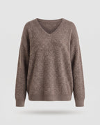 Women's Mohair Sweater with V-neck and Casual Oversized Fit Fashion Glam