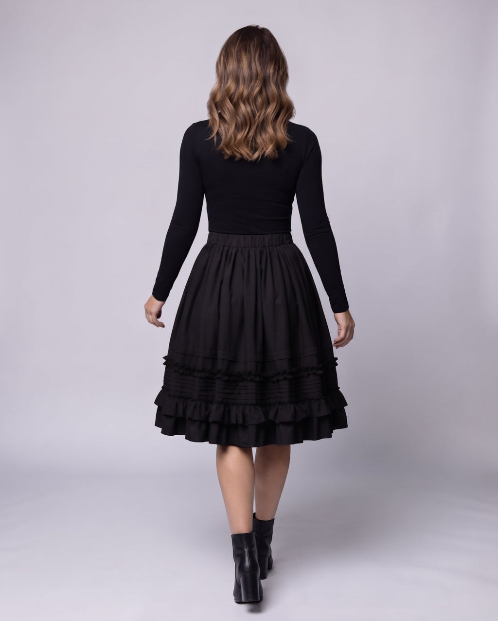 Women's A-line skirt with voluminous ruffles and elastic waistband Fashion Glam