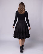 Women's A-line skirt with voluminous ruffles and elastic waistband Fashion Glam