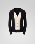 Women's Two-Piece Knit Layering Cardigan with Contrasting Button Top and Shirt Collar Fashion Glam