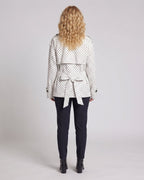 Ladies Short Trench Coat with Waist Belt and Polka Dot Pattern Fashion Glam