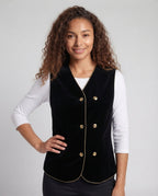 Women Elegant Velvet Vest with Button Details Fashion Glam