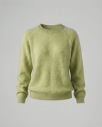 Women's Fluffy Mohair-Style Round Neck Sweater with Light Oversized Fit Fashion Glam