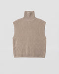 Women Short Cut Fluffy Mohair Look Fine Knit Vest with Round Neck
