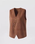 Women’s asymmetrical wool blend vest with golden decorative buttons Fashion Glam