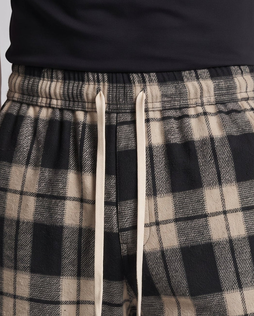 Men's Checkered Oversize Baggy Pants with Drawstring, Soft Fleece Lining and Drawstring Waist