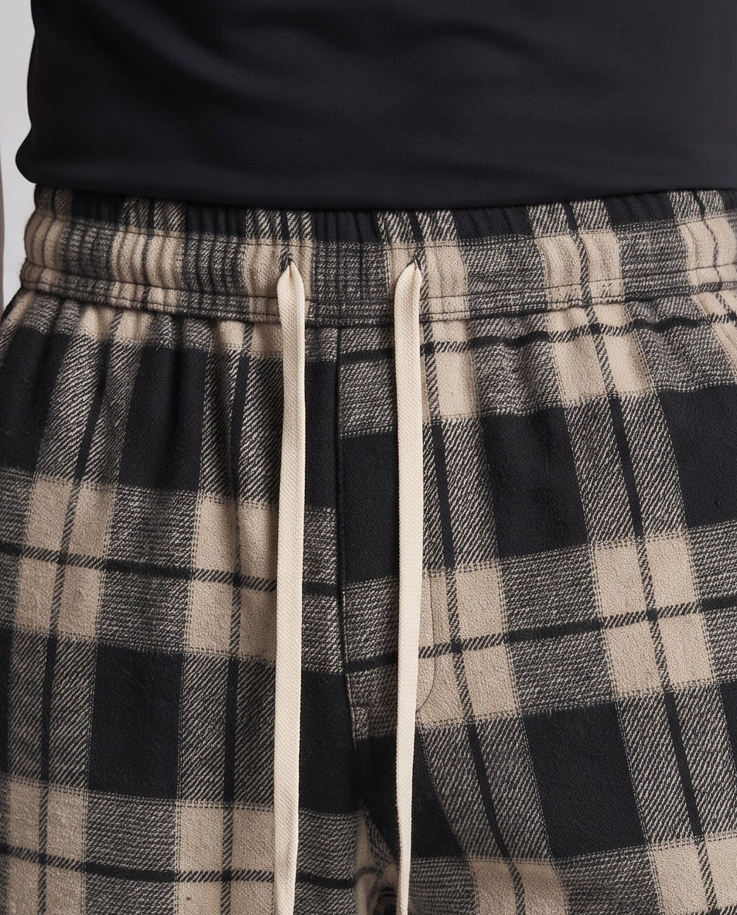 Men's Checkered Oversize Baggy Pants with Drawstring, Soft Fleece Lining and Drawstring Waist