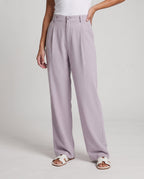 Women's wide high-waisted satin pants with pleats and elegant crease