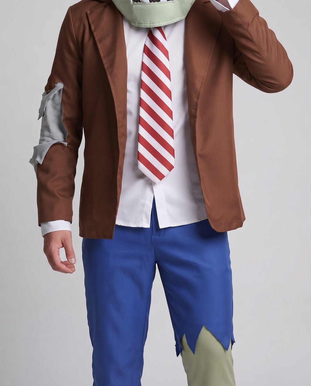 Men's Zombie Costume with Creative Head Accessory and Torn Details Fashion Glam