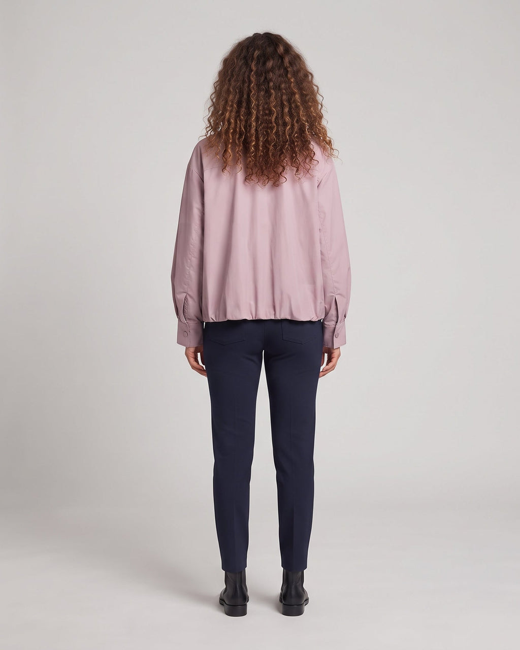 Women's Cropped Oversized Windbreaker with High Stand Collar, Balloon Sleeves and Full-Length Zipper Fashion Glam