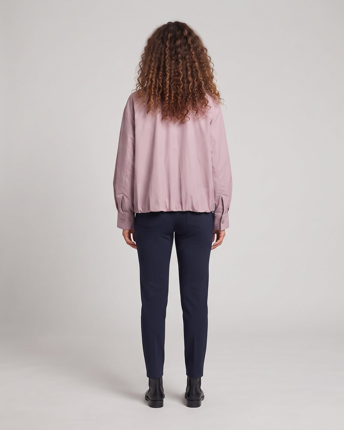 Women's Cropped Oversized Windbreaker with High Stand Collar, Balloon Sleeves and Full-Length Zipper Fashion Glam