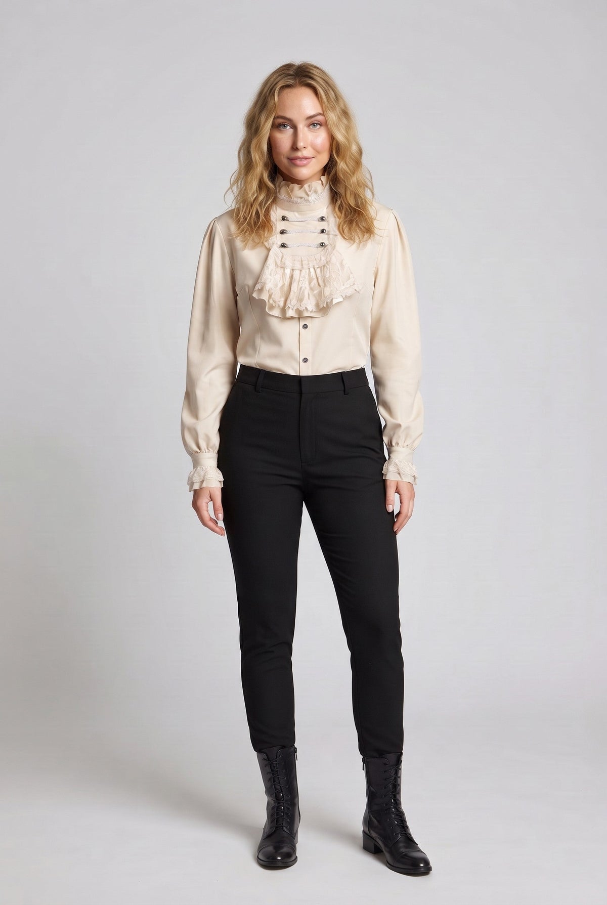 Women's Elegant Ruffle Blouse with High-Quality Lace and Tailored Cut Fashion Glam