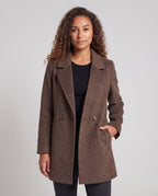 Women's double-breasted wool blend short coat with straight cut and lapel collar Fashion Glam