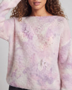 Women Soft Oversized Fine Knit Sweater with Floral Jacquard and Jewelry Detail Fashion Glam