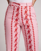 Women Palazzo Pants with Embroidered Vertical Stripes and High Waist Fashion Glam