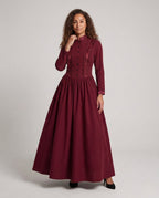 Women Elegant Historical Dress with Detailed Floral Embroidery Fashion Glam