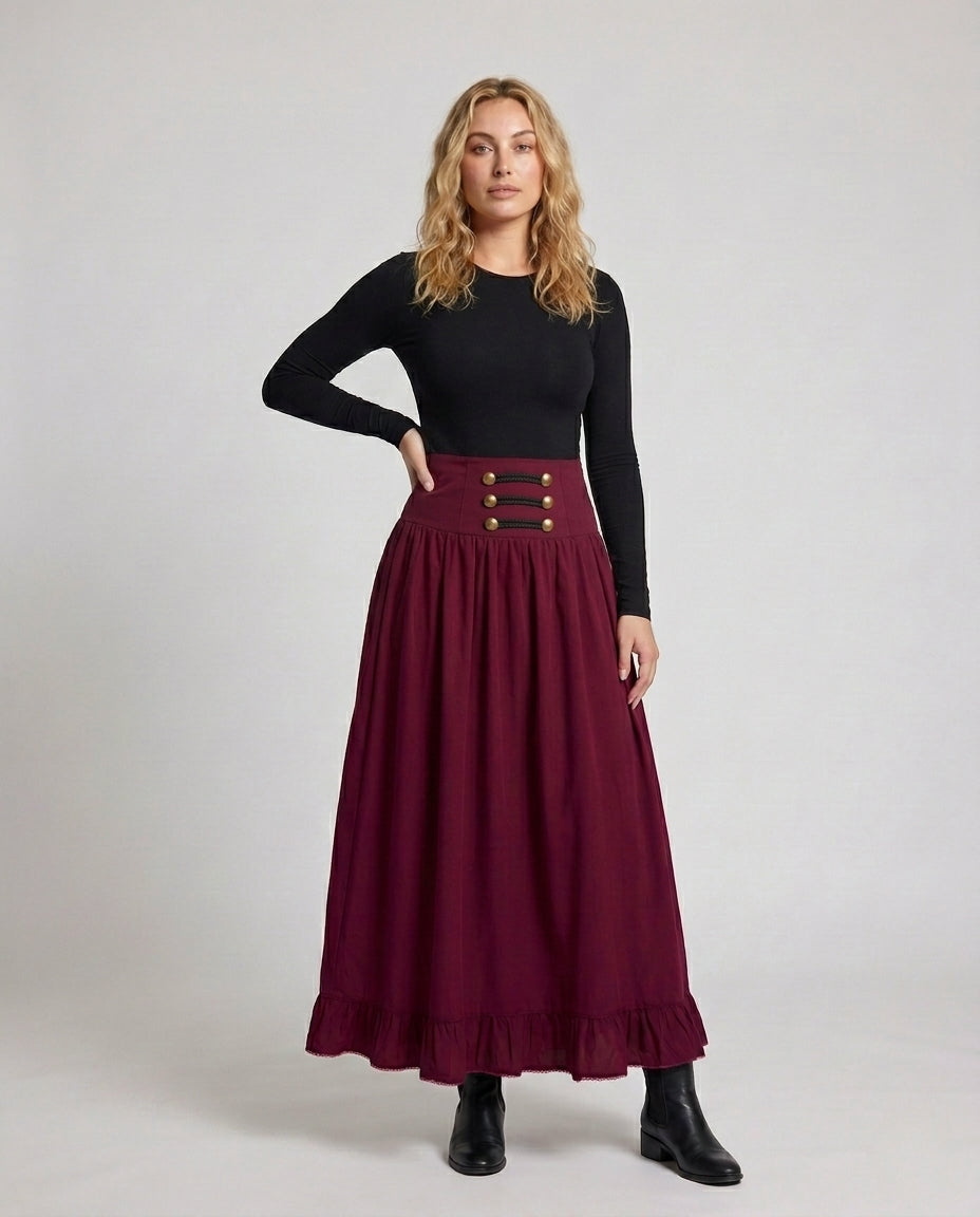 Ladies Elegant Wedding Skirt with Lacing and Ruffle Fashion Glam