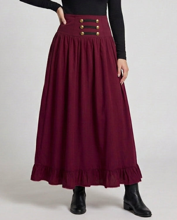 Ladies Elegant Wedding Skirt with Lacing and Ruffle Fashion Glam