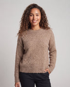 Women Fluffy Oversized Sweater made of Mohair Blend with Round Neck