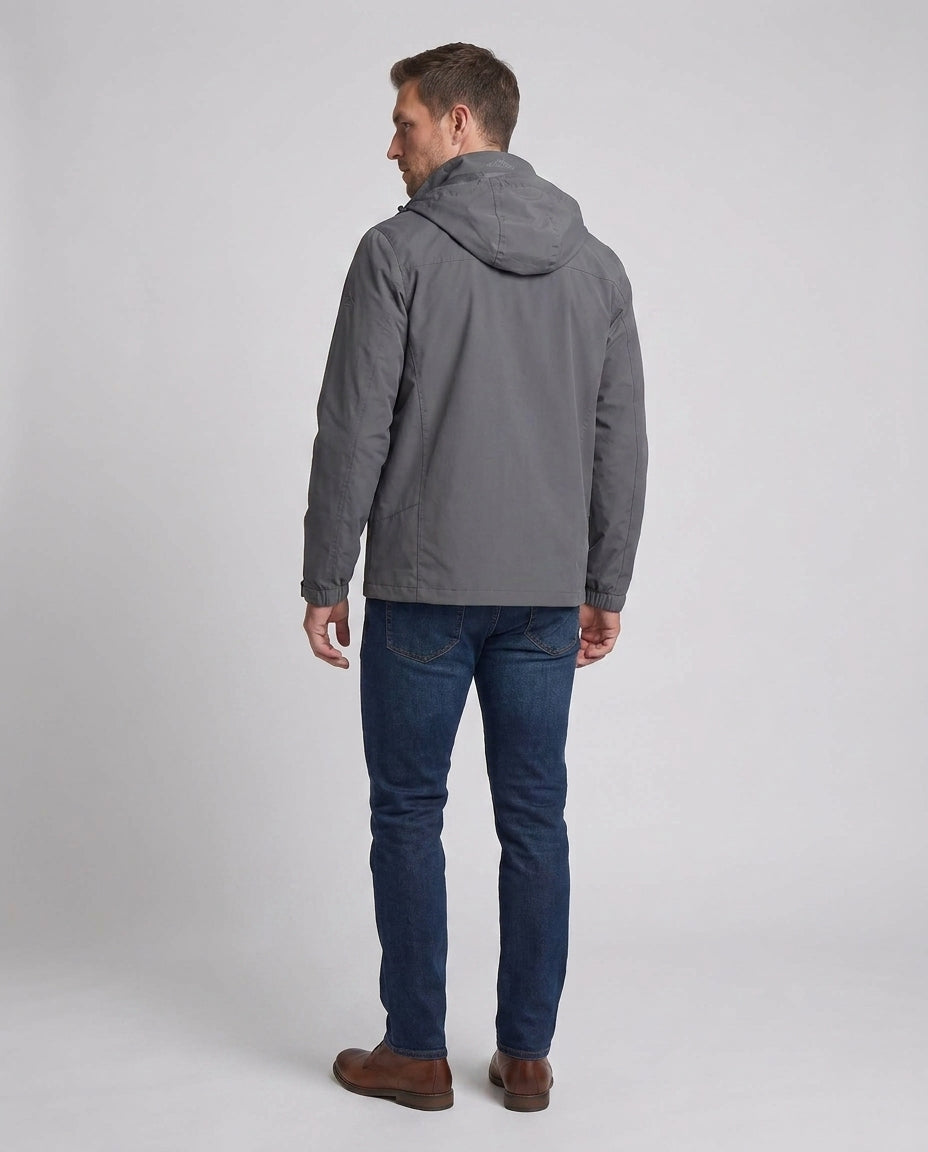 Men's leisure softshell jacket with adjustable hood, chest zipper and Velcro cuffs Fashion Glam