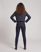 Women's short jacket in military style made of denim with decorative button placket Fashion Glam