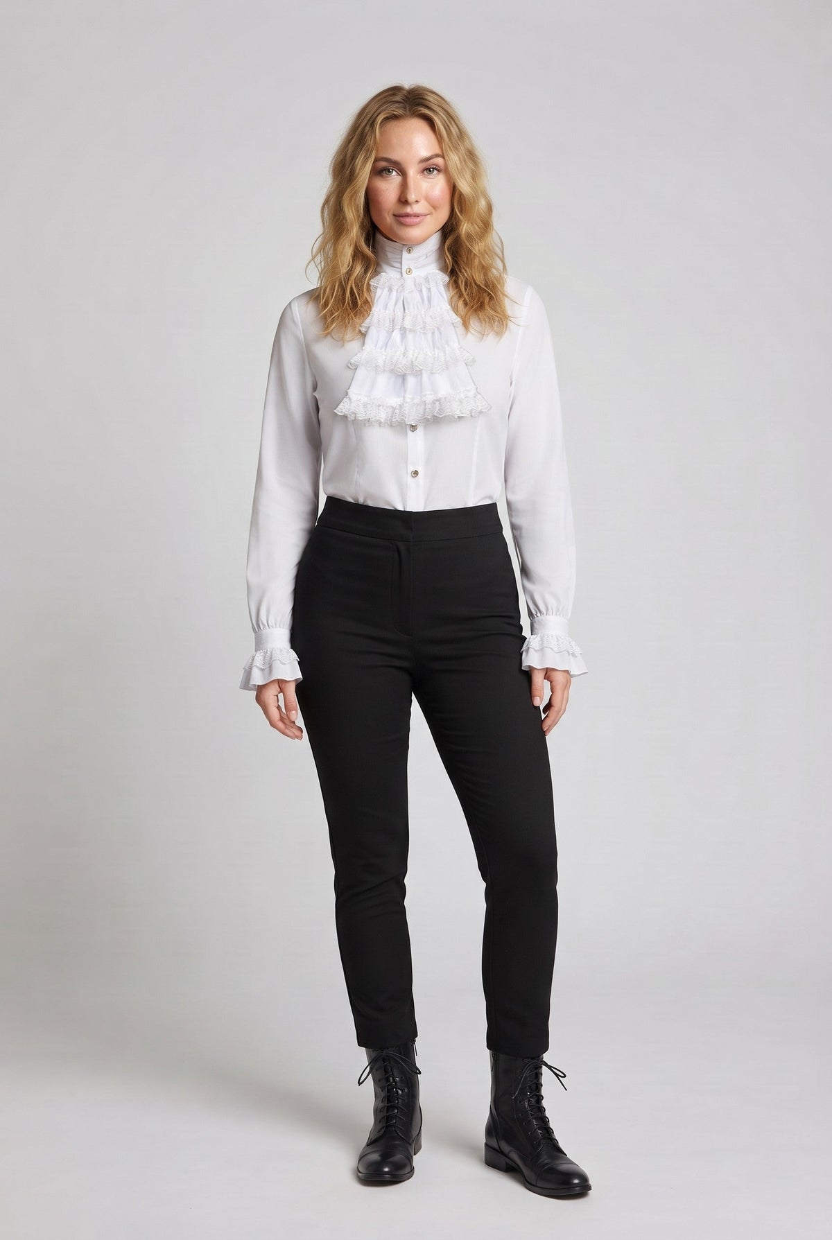 Women's Ruffled Shirt with Elegant Collar Fashion Glam