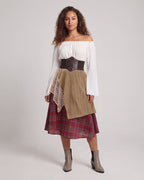 Women's romantic maxi dress with wide sleeves and waist corset Fashion Glam